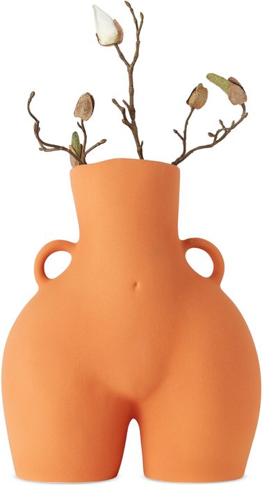 Anissa Kermiche Orange Ceramic Love Handles Vase