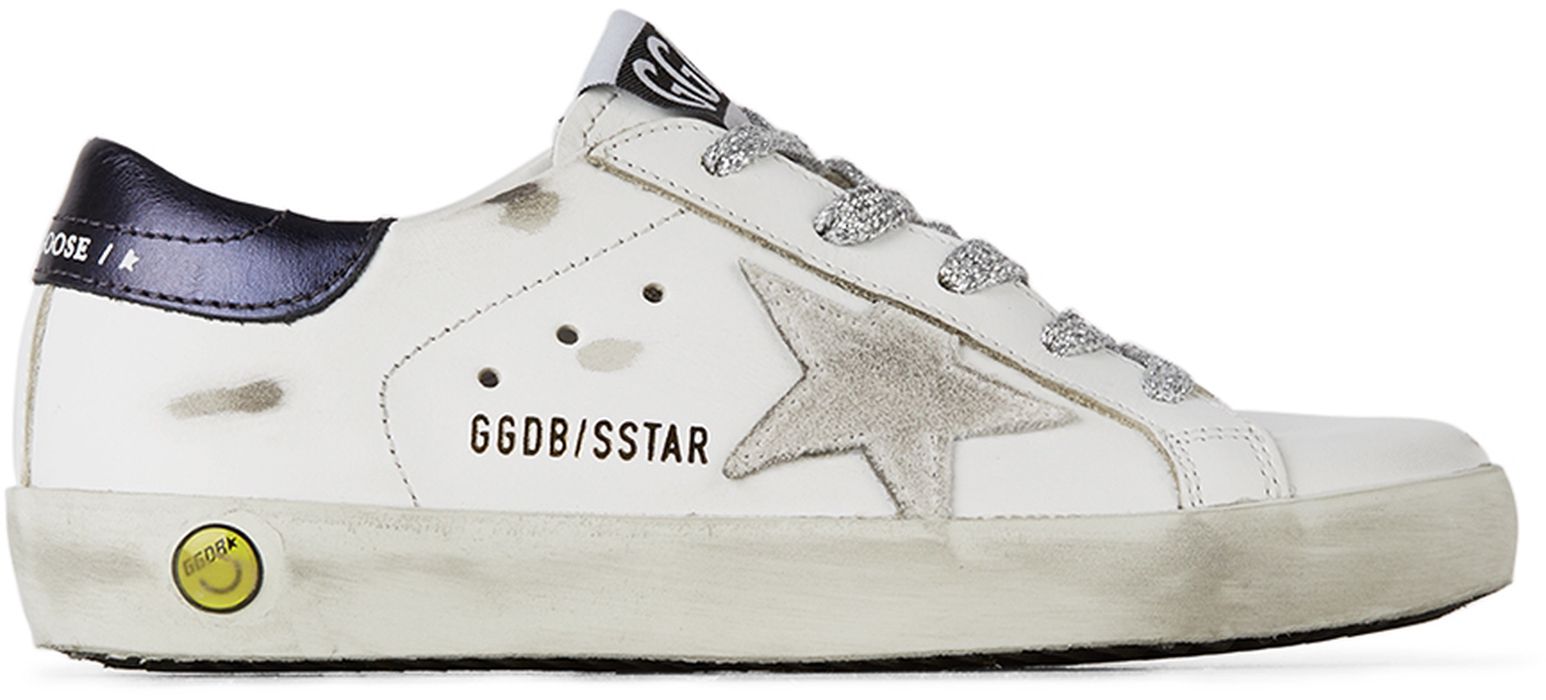 Golden Goose Kids White & Navy Super-Star Classic Sneakers