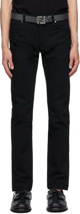 Fendi Black Embroidered Logo Jeans