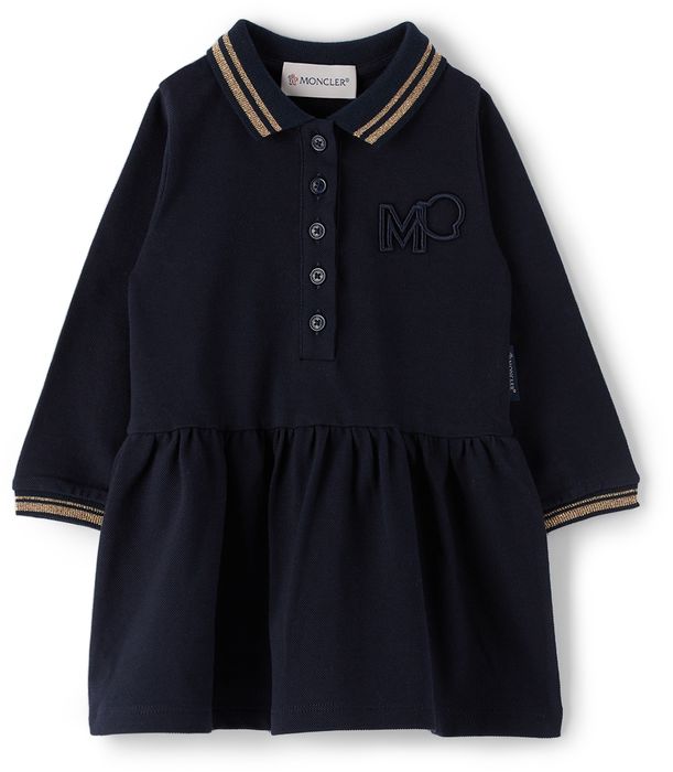 Moncler Enfant Baby Navy Cotton Piqué Dress