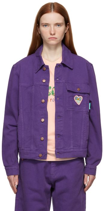 Rassvet Purple 'Worldpeache' Embroidered Denim Jacket