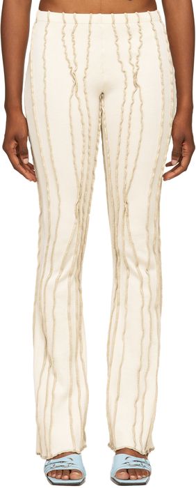 Helenamanzano SSENSE Exclusive White & Beige Twist 3D Stripe Lounge Pants
