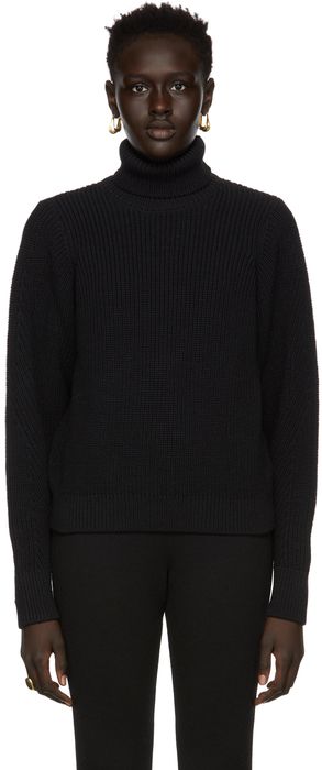 CAES Black Merino Wool Turtleneck