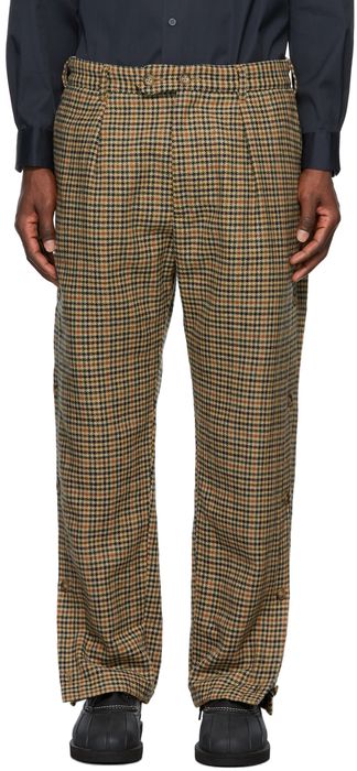 RANDT Tan & Multicolor Houndstooth Wool Trousers