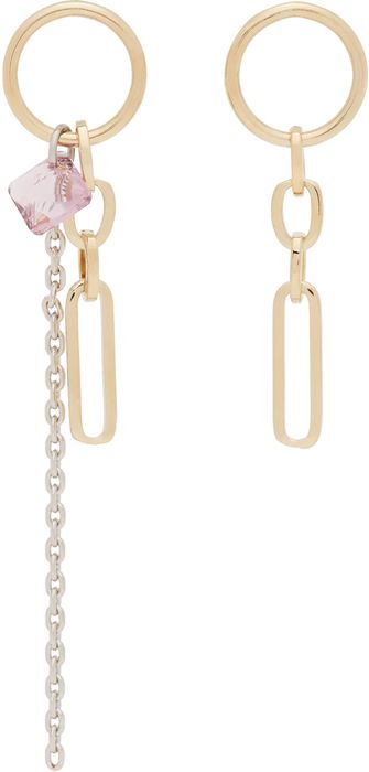 Justine Clenquet SSENSE Exclusive Gold & Purple Paloma Earrings