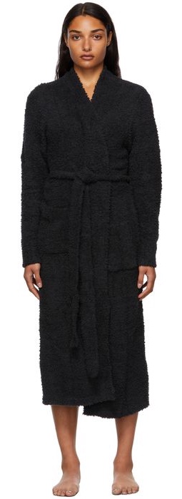 SKIMS Black Cozy Knit Robe