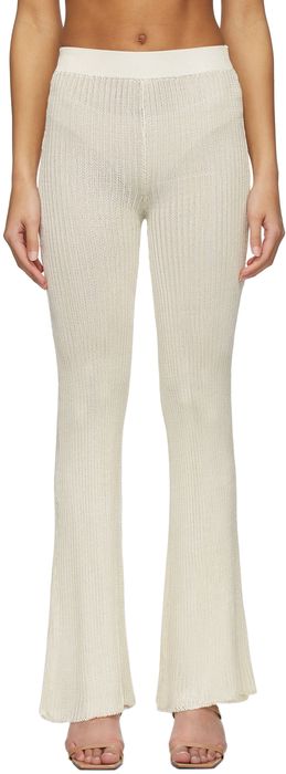 Calle Del Mar Off-White Ribbed Lounge Pants