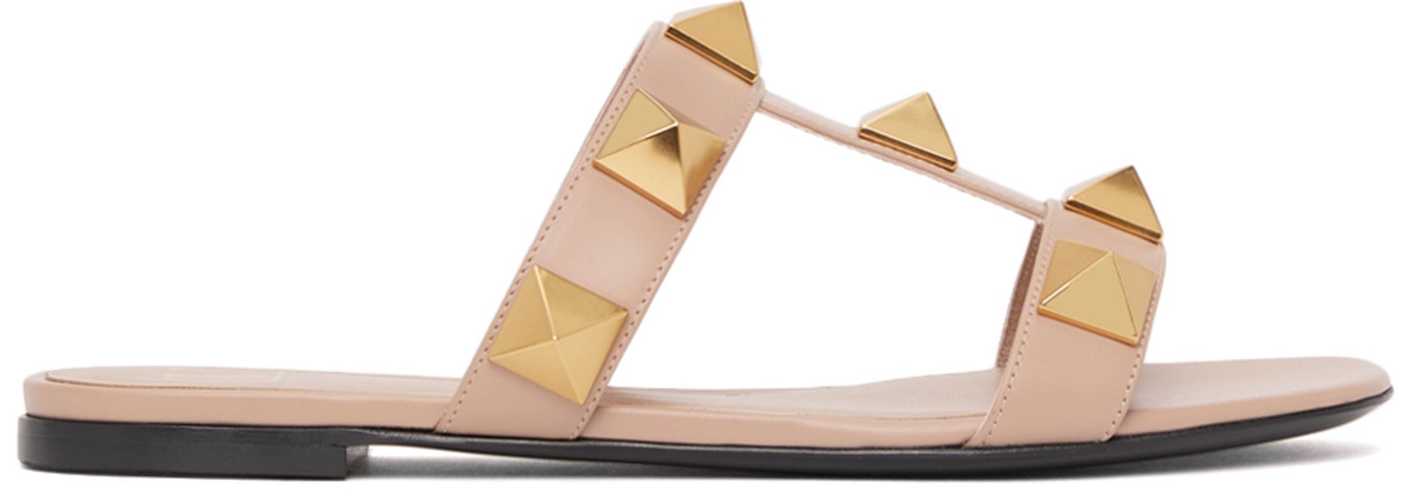 Valentino Garavani Pink Roman Stud Flat Slide Sandals