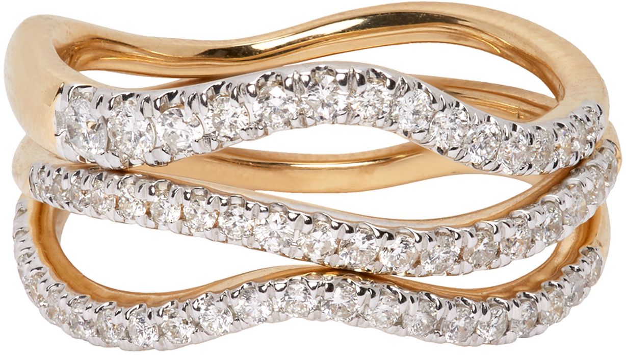 Adina Reyter Gold Pavé Wave Ring Set