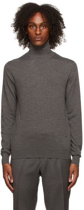 Isaia Grey Long Sleeve Turtleneck T-Shirt