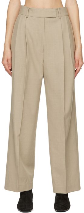 Blossom Beige Wool Millie Two Tuck Trousers
