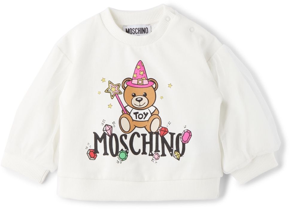 Moschino Baby White Tulle Sleeve Fairy Print Sweatshirt