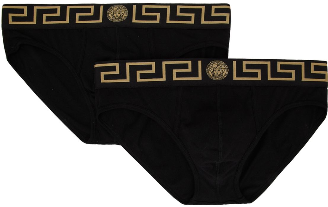 Versace Underwear Two-Pack Black Greca Border Briefs