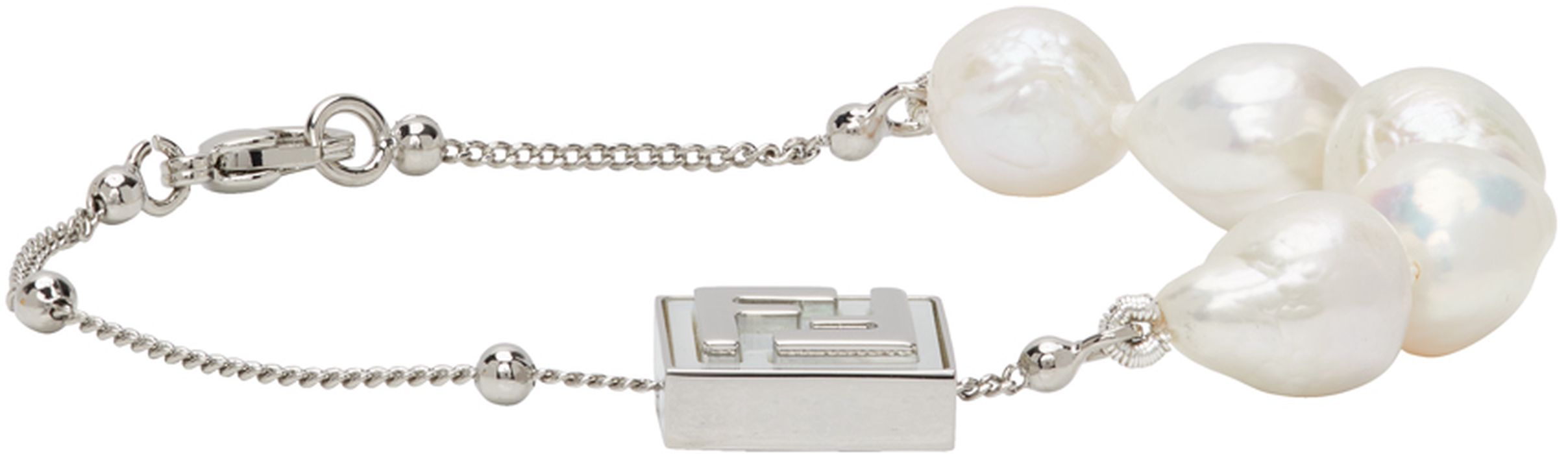 Fendi Silver Pearl 'Forever Fendi' Bracelet