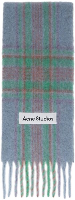Acne Studios Blue & Green Tartan Check Scarf