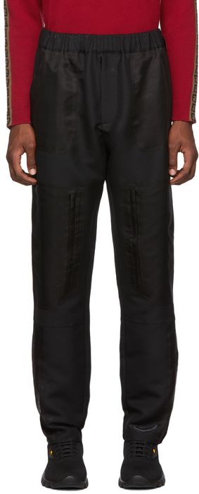 Fendi Black Wool Gabardine Cargo Trousers