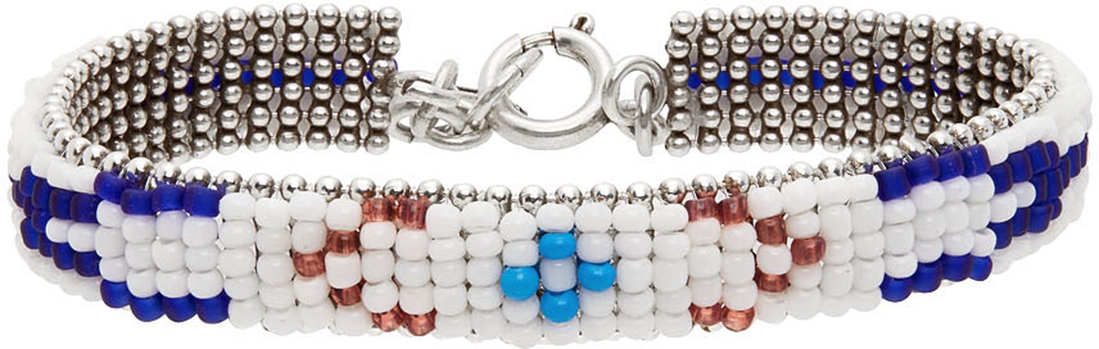 Isabel Marant White & Silver Ikat Beads Bracelet