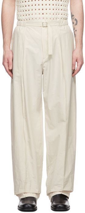 AMOMENTO Off-White Belted Tuck Trousers