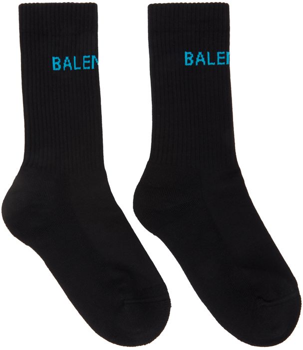 Balenciaga Black & Blue Logo Tennis Socks