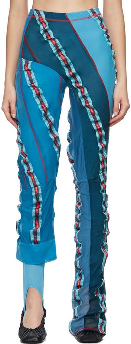 Masha Popova SSENSE Exclusive Blue Embroidered Stockings Lounge Pants