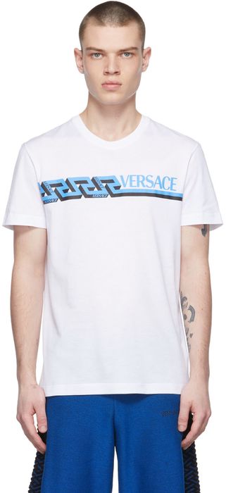 Versace White Geometric La Greca T-Shirt