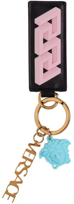 Versace Pink & Black 'La Greca' Keychain