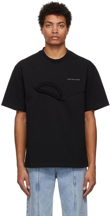 Feng Chen Wang Black Paneled Collar T-Shirt