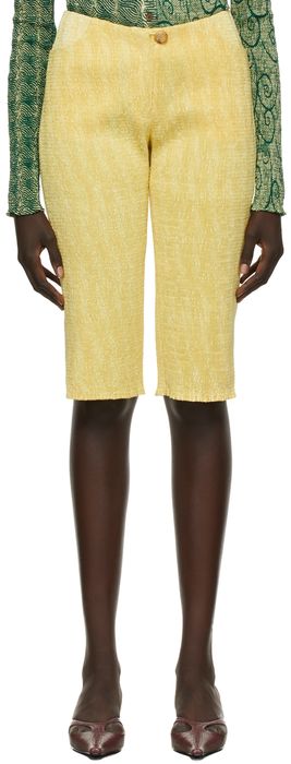 SUPER YAYA SSENSE Exclusive Yellow Shirred Shorts