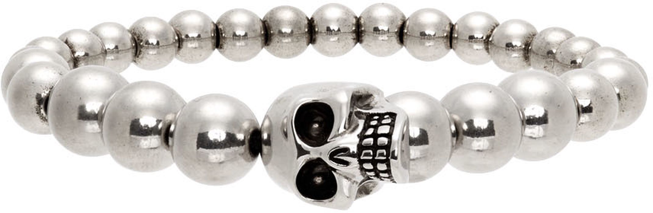 Alexander McQueen Silver Skull Ball Bracelet
