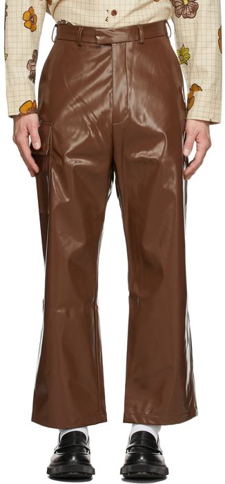 CMMN SWDN Brown PVC Jax Cargo Trousers