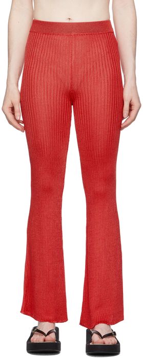 Calle Del Mar Red Ribbed Lounge Pants