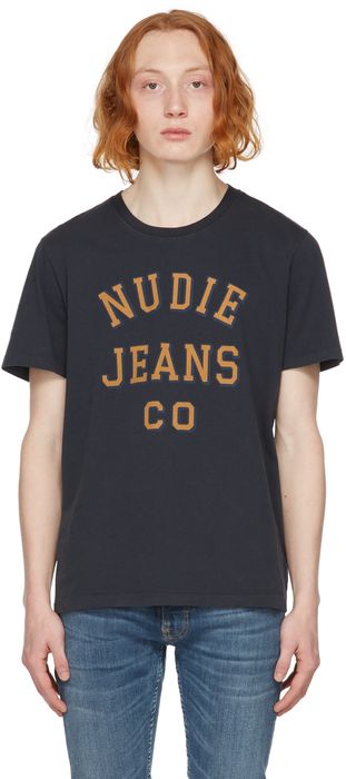 Nudie Jeans Navy Roy Logo T-Shirt