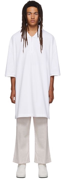 Random Identities White Oversized Cut-Out Polo