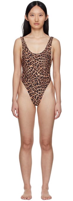 Reina Olga Brown Leopard Funky One-Piece Swimsuit