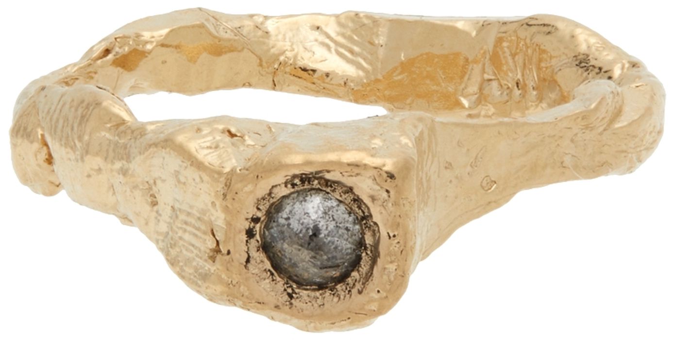 Alice Waese Gold & Grey Diamond Coma Signet Ring