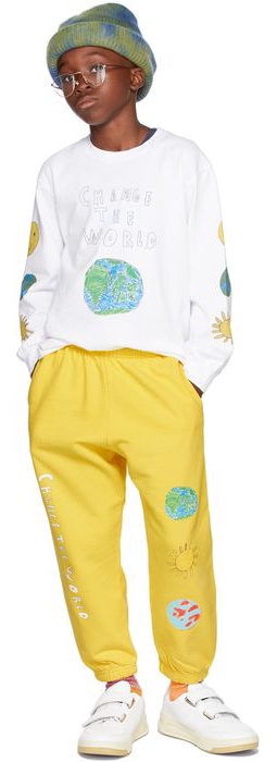 Kids Worldwide SSENSE Exclusive Kids Yellow I Love Earth Lounge Pants
