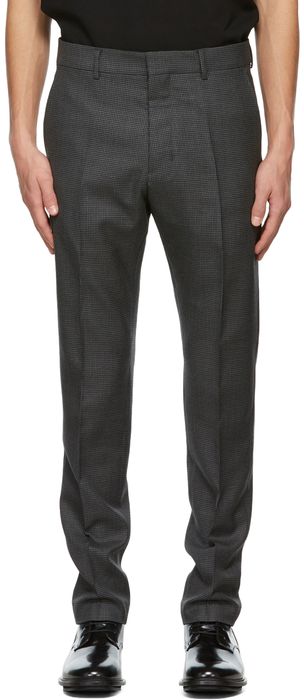 AMI Alexandre Mattiussi Grey & Black Wool Houndstooth Trousers