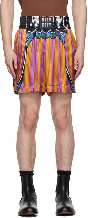 Paco Rabanne Purple & Yellow Satin Stripe Shorts