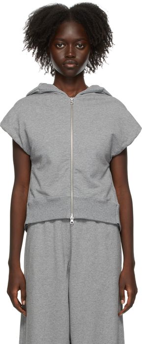 MM6 Maison Margiela Grey Short Sleeve Full-Zip Sweatshirt