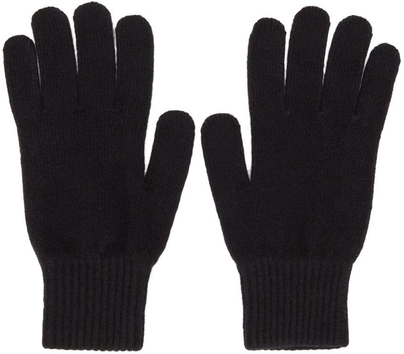 Sunspel Black Recycled Cashmere Knitted Gloves