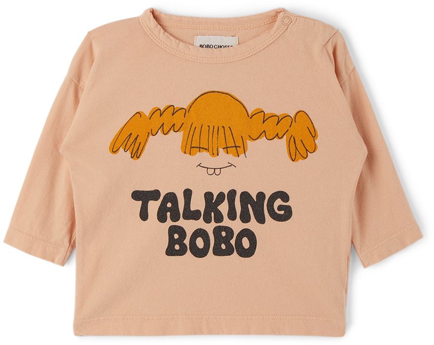 Bobo Choses Baby Pink 'Talking Bobo' Long Sleeve T-Shirt