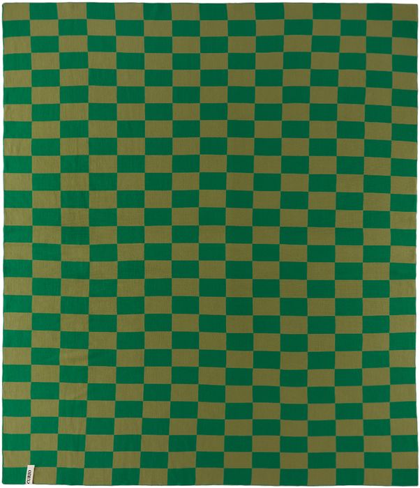 Curio Practice SSENSE Exclusive Green & Khaki Check Blanket