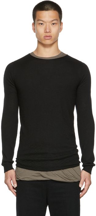 Rick Owens Black Cashmere Crewneck Sweater