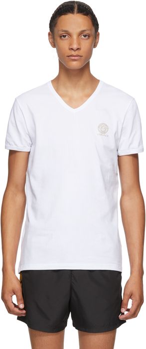 Versace Underwear White Medusa V-Neck T-Shirt