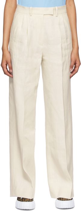 Fendi Off-White Linen Trousers