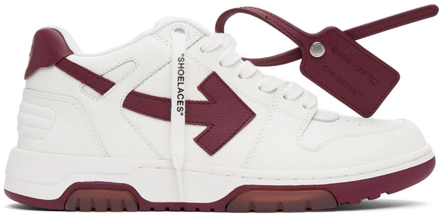 Off-White White & Burgundy Out Of Office Sneakers