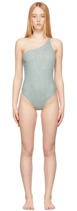 Oséree Green Asymmetrical One-Piece Swimsuit