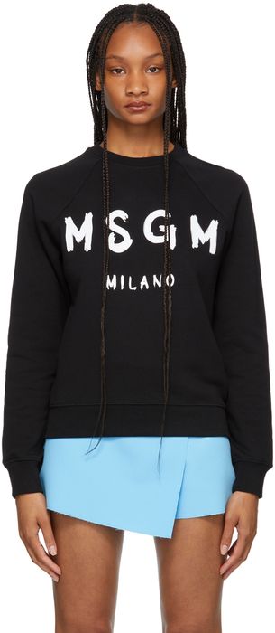 MSGM Black Brush Stroke Logo Sweatshirt
