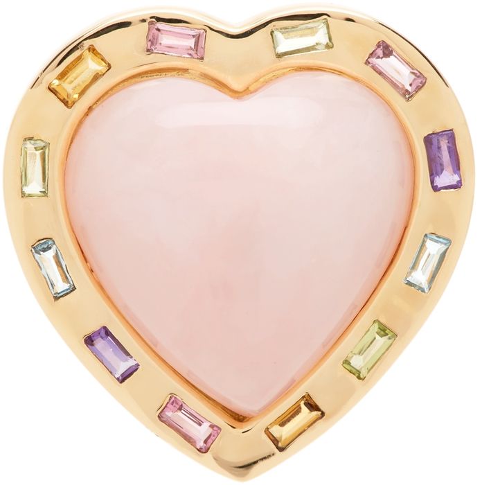 BRENT NEALE Pink & Gold Large Puff Heart Ring
