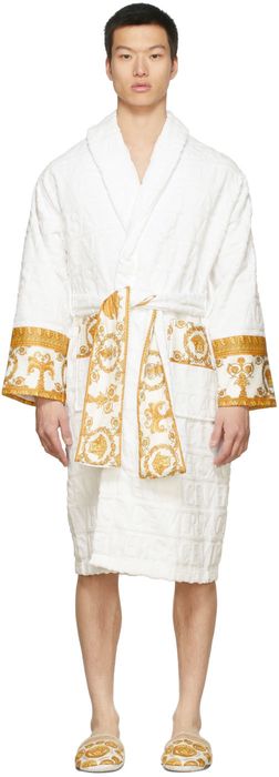 Versace White I Heart Baroque Robe